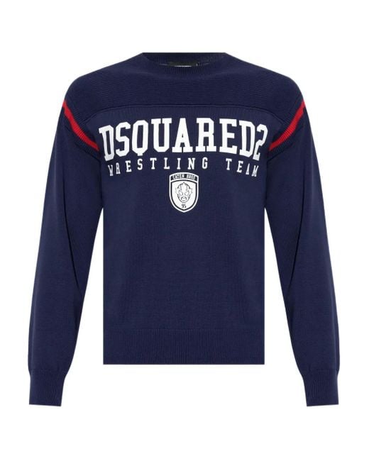 DSquared² Blue Logo-Print Sweatshirt for men