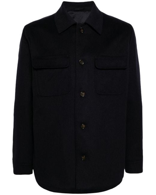 N.Peal Cashmere Black Spread-collar Wool-blend Jacket for men