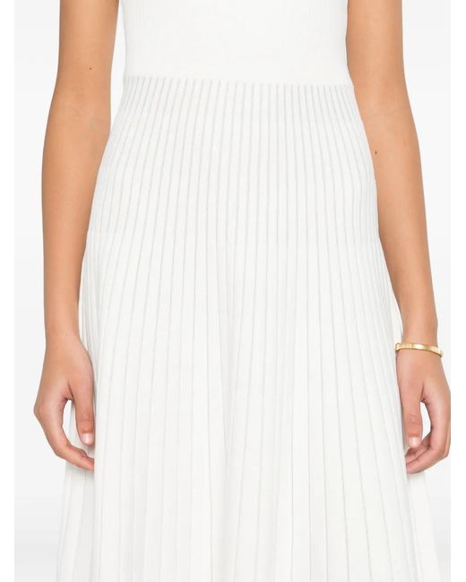 Hervé Léger White Pleated A-Line Dress