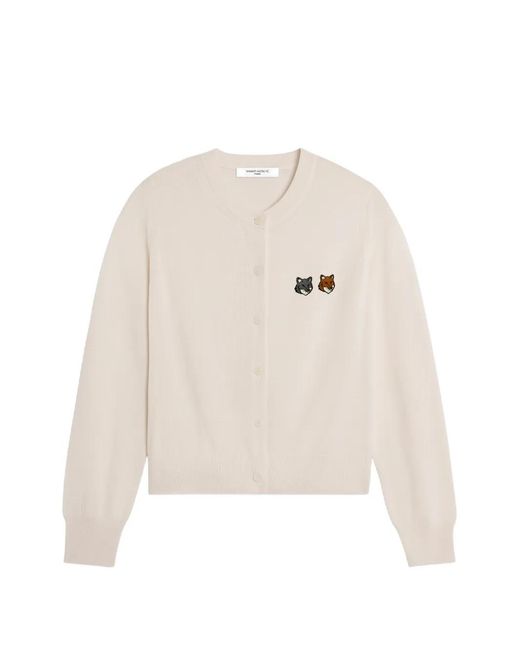 Maison Kitsuné White Double Fox Head Patch Cardigan