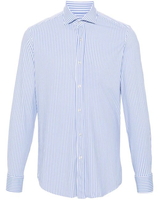 Paul & Shark Blue Logo-Embroidered Striped Shirt for men