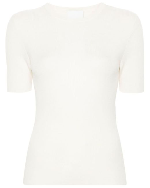 Allude White Knitted Wool T-shirt