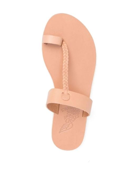 Ancient Greek Sandals Pink Leather Toe-Strap Sandals