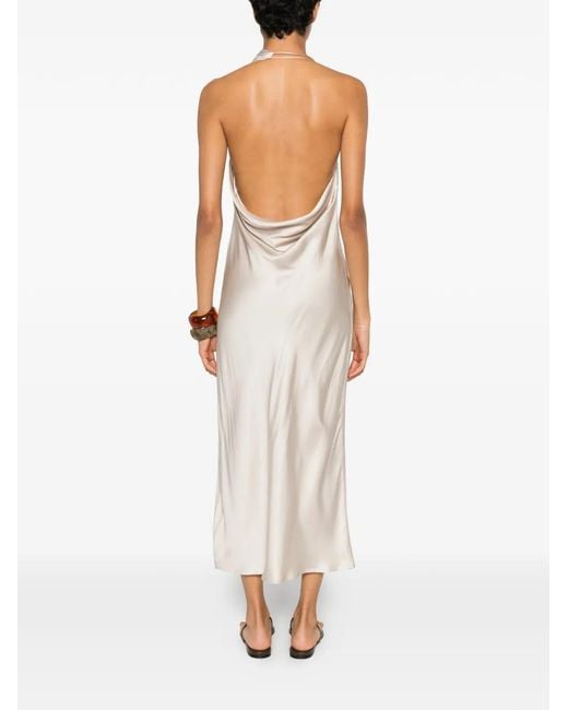 Nineminutes White Cowl-Neck Backless Midi Dress