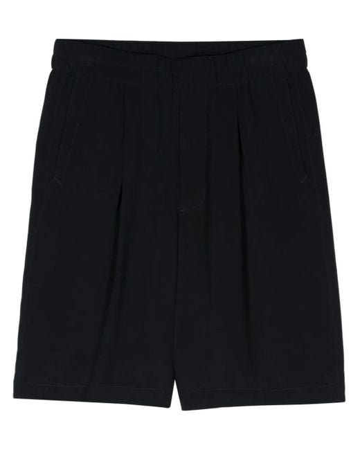 Giorgio Armani Black Pleat-Detail Wide-Leg Shorts for men