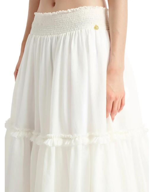 Balmain White Long Gathered Skirt