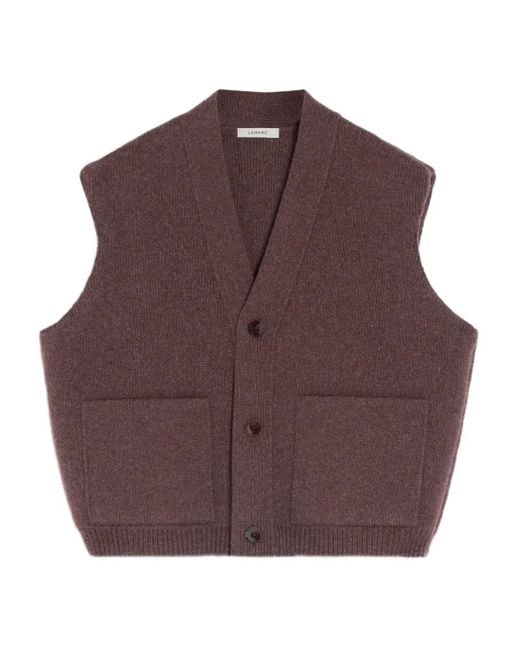 Lemaire Maxi パッチポケット ノースリーブカーディガン Purple