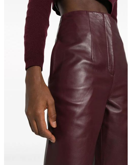 Alberta Ferretti High-Waist Flared Leather Trousers