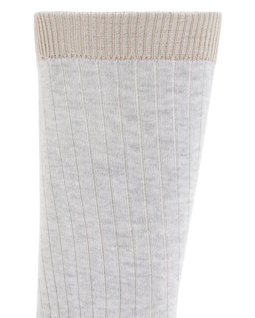 Eleventy White Chaussettes En Maille Nervurée for men