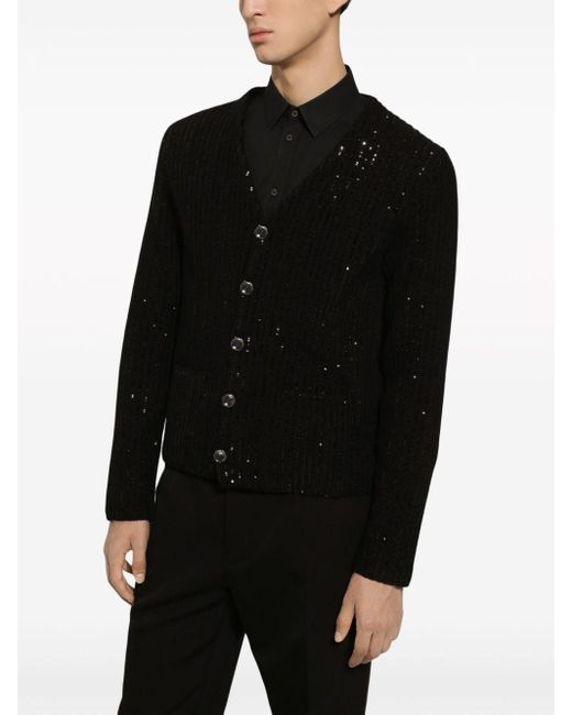 Cardigan con paillettes di Dolce & Gabbana in Black da Uomo