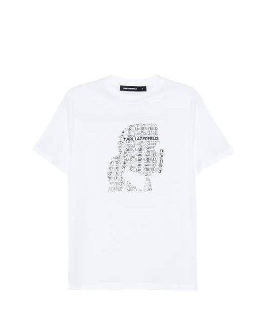 Karl Lagerfeld White Graphic Print T-Shirt for men
