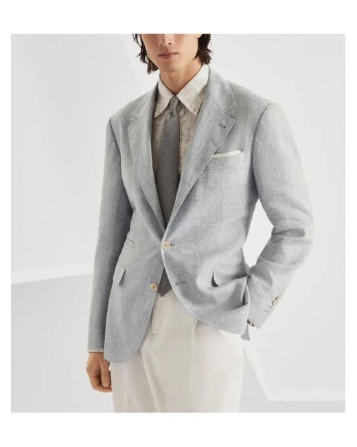 メンズ Brunello Cucinelli リネンジャケット Gray