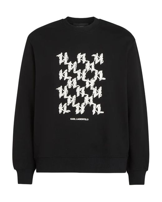 Karl Lagerfeld Black Monogram Box Sweatshirt for men