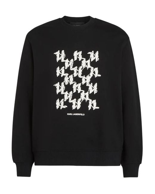 メンズ Karl Lagerfeld モノグラム スウェットシャツ Black