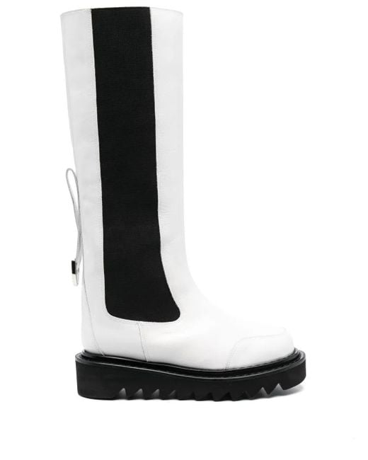 Toga White Two-Tone Knee Boots