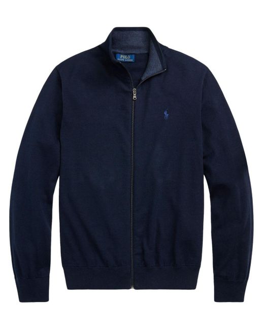 Polo Ralph Lauren Blue Polo Pony Zip-front Cotton Sweatshirt for men