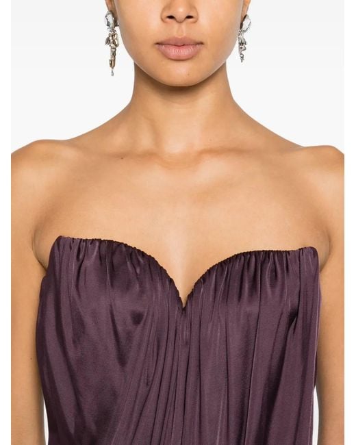 GIUSEPPE DI MORABITO Purple Draped Strapless Top