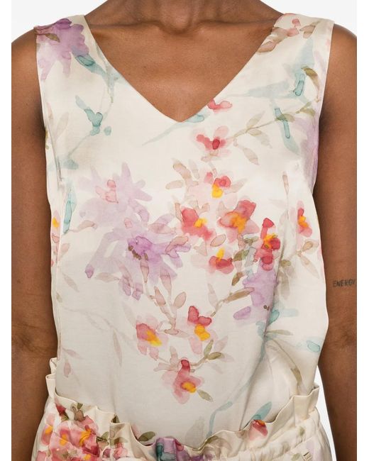 Herno White Haut À Fleurs