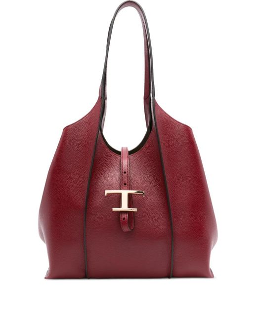 Tod's Timeless Tバークラスプ ハンドバッグ Red