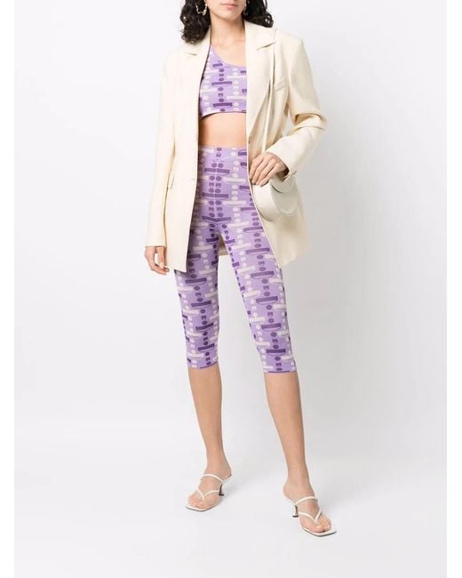 Dodo Bar Or Purple One-Shoulder Cropped Pattern Top