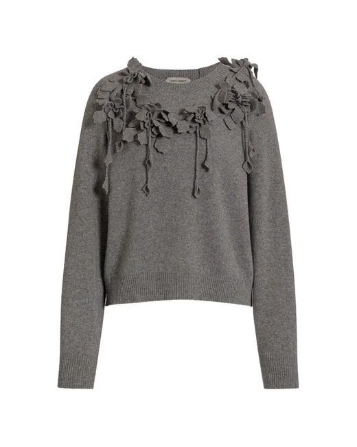 Pull À Fleurs Brodées En Laine Alberta Ferretti en coloris Gray