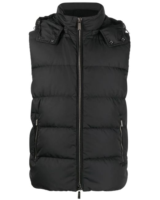 Moorer Black High-Neck Padded Gilet for men