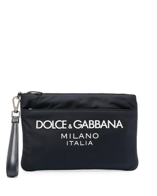 Dolce & Gabbana Black Logo-appliqué Clutch Bag for men