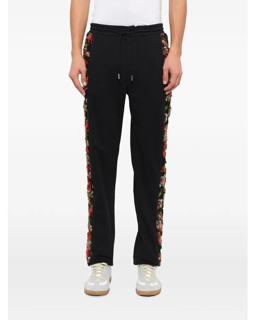 McQueen Black Fringe-Trim Track Pants for men