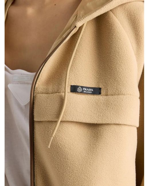 Prada Natural Hooded Raglan Jacket