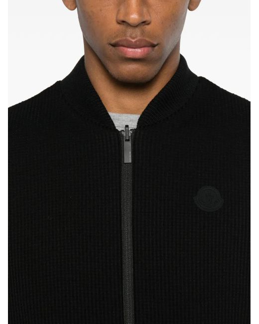 Moncler Black Logo-Patch Jacket for men