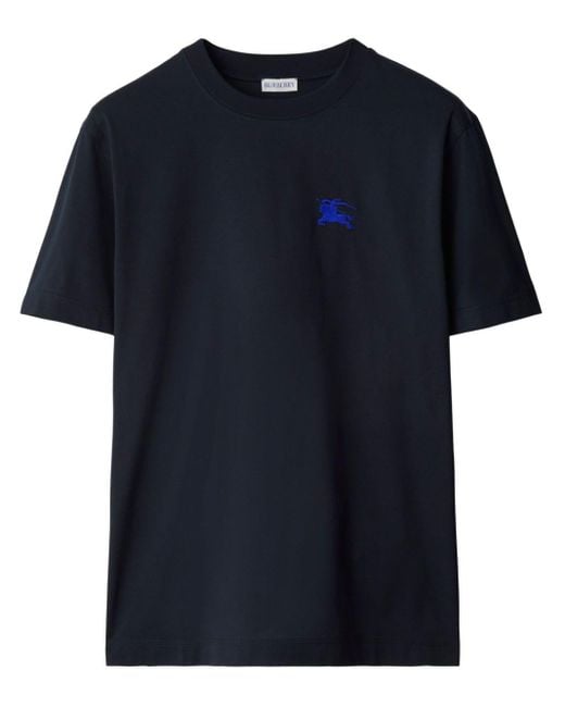 Burberry Blue Edk-embroidered Cotton T-shirt for men