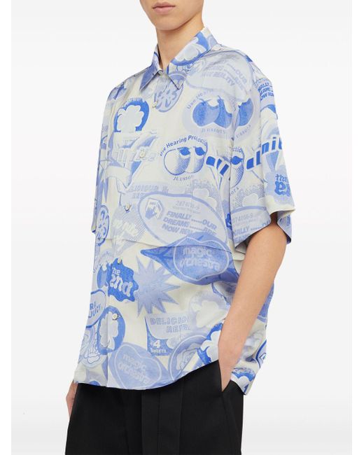 Jil Sander Blue Graphic-print Short-sleeve Shirt for men