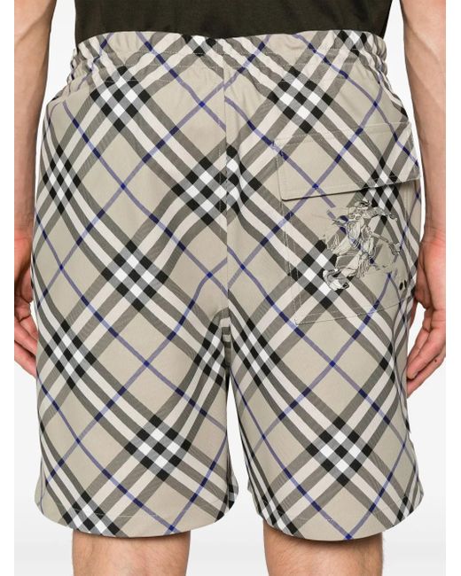 Burberry Gray Check-Pattern Shorts for men
