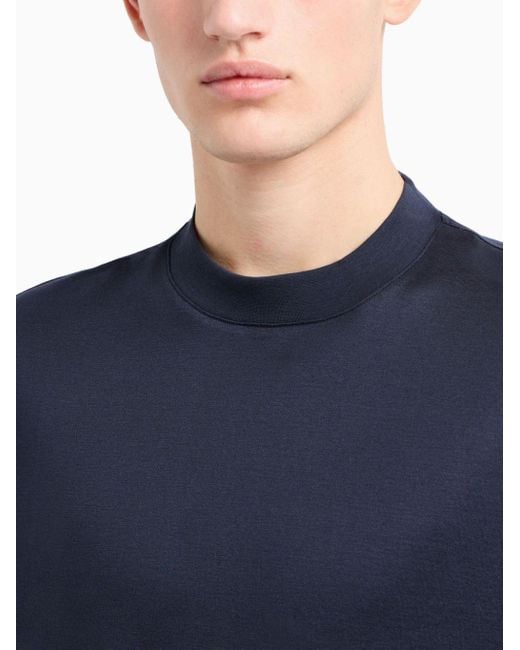 Emporio Armani Blue Drop-shoulder Fine-knit T-shirt for men