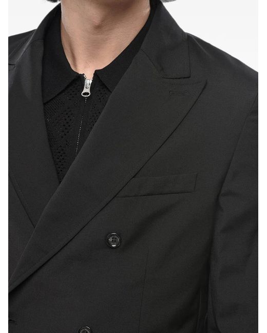 Paolo Pecora Black Double-Breasted Blazer for men