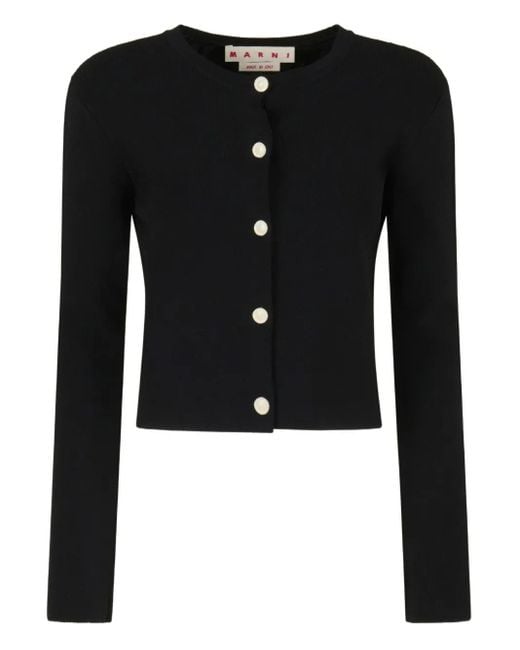 Marni Black Button-Front Long-Sleeve Cardigan