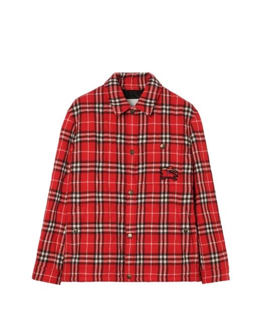 Burberry Red Check Quilted Wool Flannel Jacket for men