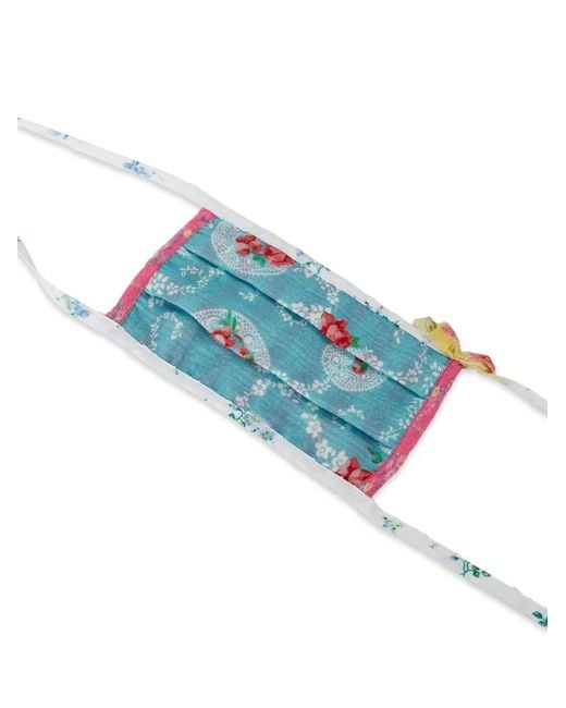 LoveShackFancy Blue Floral-Print Face Mask