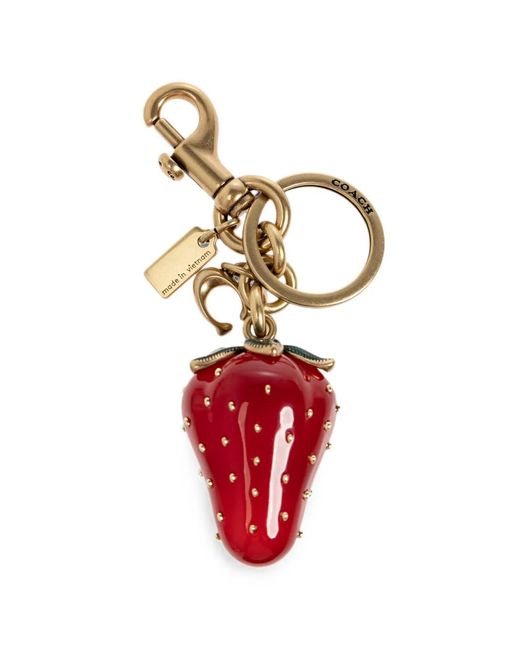 COACH Red Strawberry-Charm Keyring
