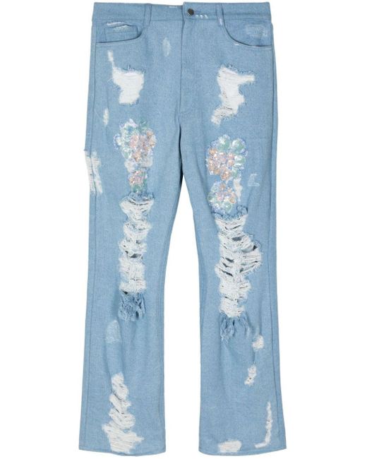 Collina Strada Blue Distressed-Jeans mit Pailletten