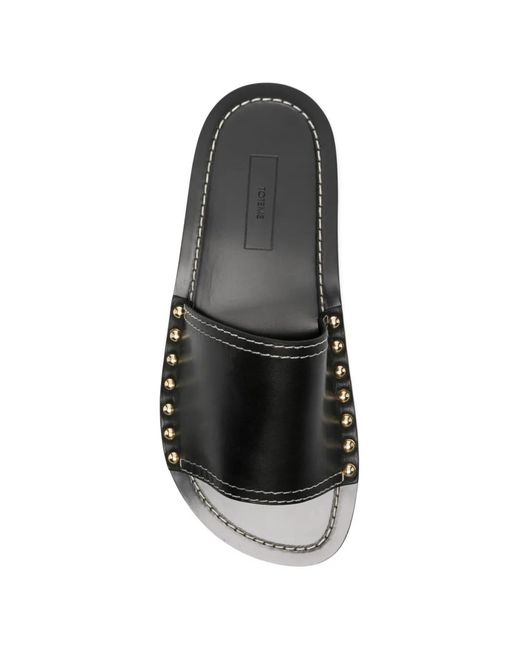 Totême White Studded Contrast-Stitch Sandals