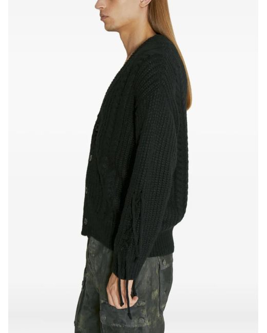 Guess Black Strap-Detail Cardigan for men