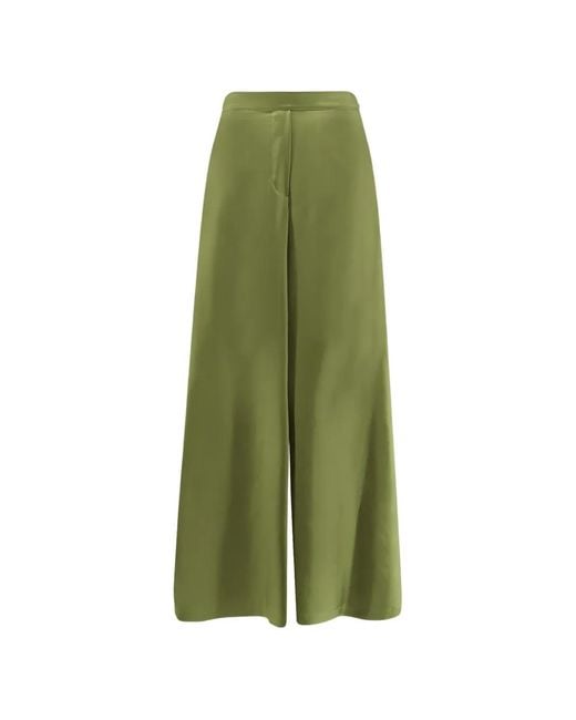 Co.Go Green Silk Wide-Leg Palazzo Pants