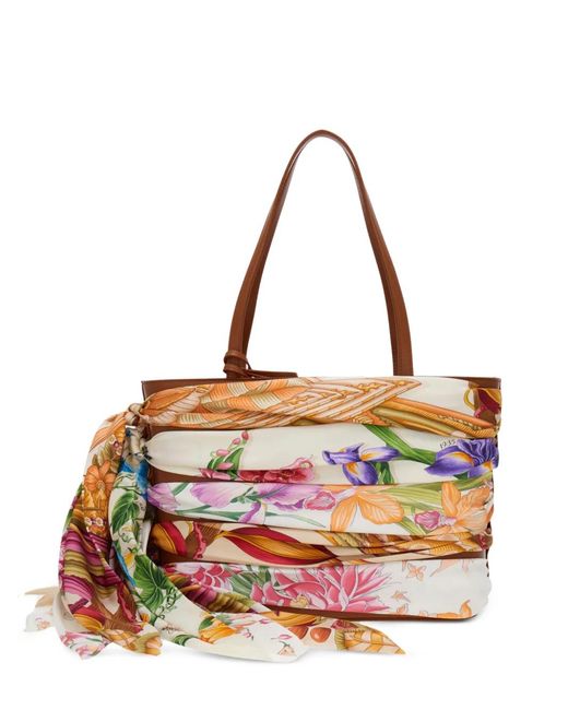 Ferragamo Multicolor Scarf-Detail Tote Bag