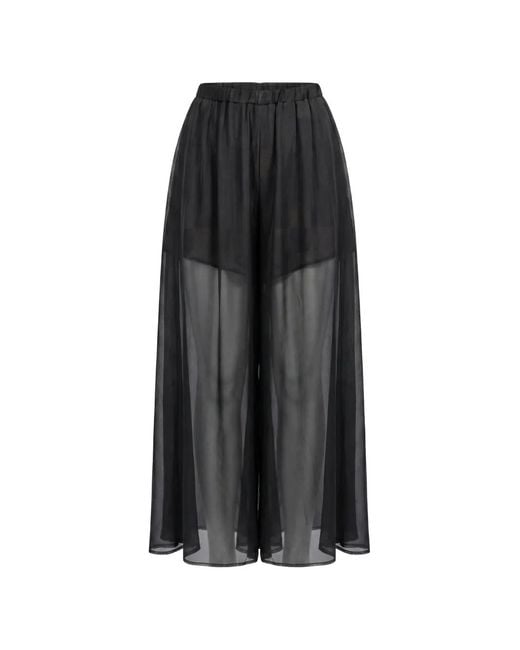 Masnada Black Sheer Palazzo Pants