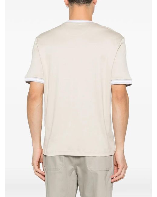 Eleventy White Ribbed-Trim T-Shirt for men