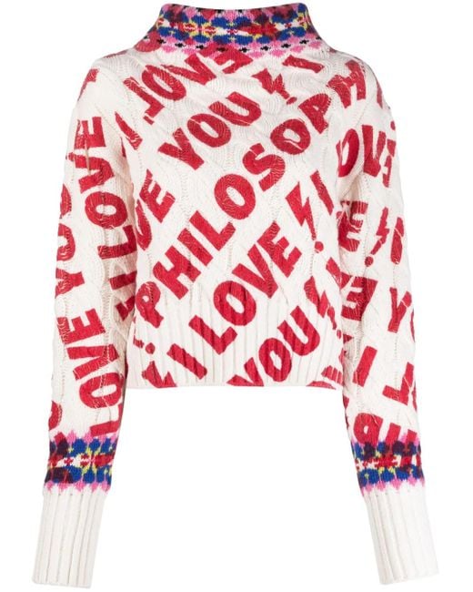 Philosophy Di Lorenzo Serafini Red Wool Logo Sweater