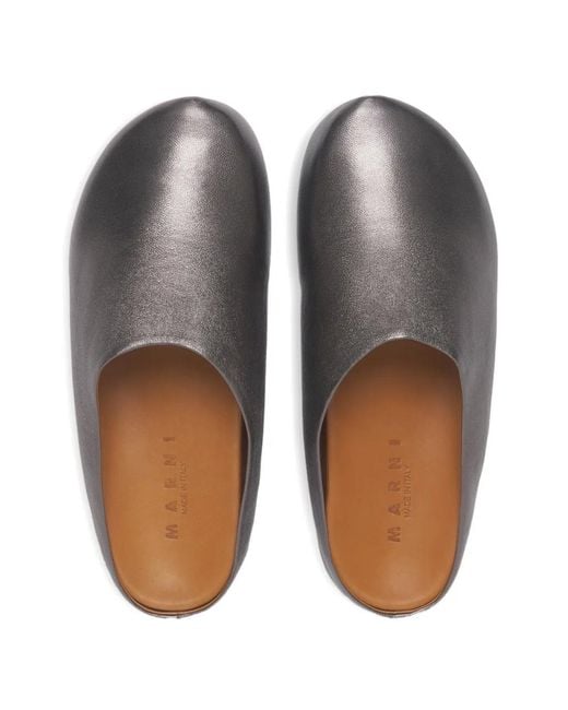 Marni Gray Leather Fussbett Sabot for men