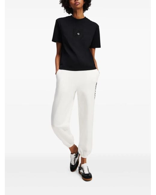 Karl Lagerfeld Black Logo-Embroidered T-Shirt