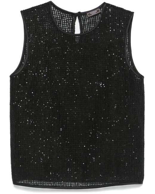 Peserico Black Open-Knit Top